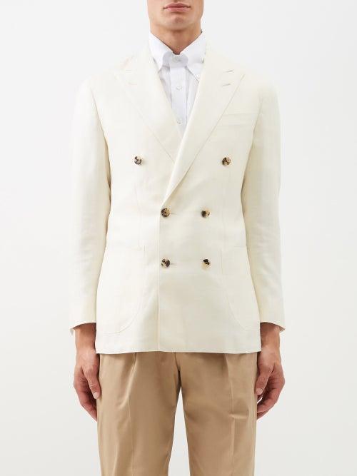 Thom Sweeney - Double-breasted Wool-blend Blazer - Mens - Cream