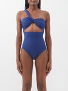 Sara Cristina - Narcissus One-shoulder Cutout Swimsuit - Womens - Navy