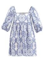 Borgo De Nor - Eta Broderie-anglaise Cotton-blend Mini Dress - Womens - Blue