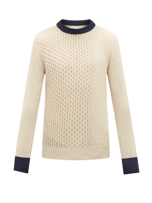 Matchesfashion.com Oliver Spencer - Blenheim Cable-knit Organic-cotton Sweater - Mens - Beige