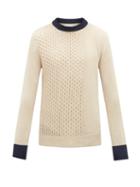 Matchesfashion.com Oliver Spencer - Blenheim Cable-knit Organic-cotton Sweater - Mens - Beige