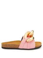 Jw Anderson - Chain-embellished Leather Slides - Womens - Pink