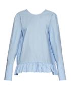 Marni Ruffled-hem Long-sleeved Cotton Top