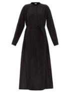 Matchesfashion.com Raey - Tie-waist Sheer Cotton-voile Shirt Dress - Womens - Black