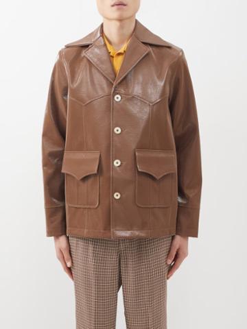 Sfr - Jules Faux-leather Jacket - Mens - Light Brown