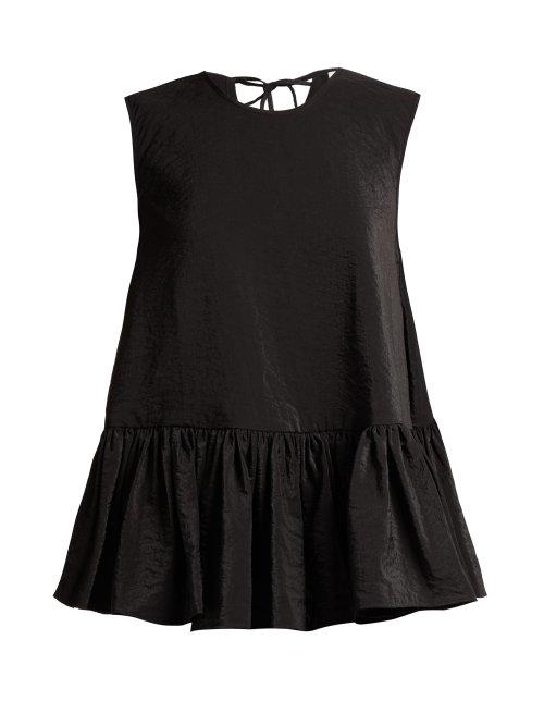 Matchesfashion.com Cecilie Bahnsen - Asta Ruffle Hem Satin Top - Womens - Black