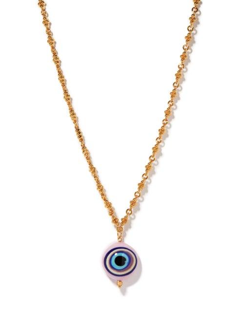 Ladies Jewellery Tohum - Evil Eye 24kt Gold-plated Pendant Necklace - Womens - Pink Gold