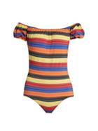 Matchesfashion.com Lisa Marie Fernandez - Leandra Striped Swimsuit - Womens - Yellow Multi
