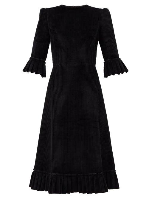 Matchesfashion.com The Vampire's Wife - The Festival Jumbo-cord Cotton Midi Dress - Womens - Black