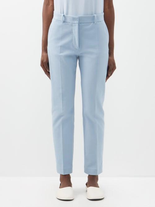 Joseph - Coleman Pleated Gabardine Trousers - Womens - Light Blue