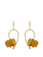Matchesfashion.com Marni - Flora Fabric And Strass Earrings - Womens - Yellow