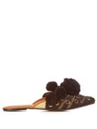 Figue Iris Pompom-embellished Leather Slides