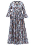 Matchesfashion.com La Doublej - Jennnifer Jane Amalfi-print Cotton-poplin Dress - Womens - Blue Multi