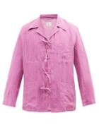 L.e.j - Tie-fastened Linen Overshirt - Mens - Purple