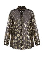 Matchesfashion.com Saint Laurent - Floral Fil Coup Silk Blend Chiffon Blouse - Womens - Black Gold