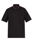 Matchesfashion.com Fendi - Striped Cotton Poplin Polo Shirt - Mens - Black Multi