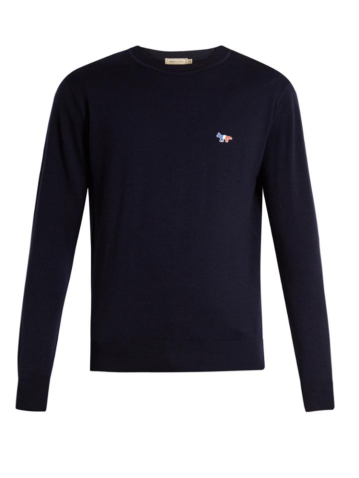 Maison Kitsuné Logo-embroidered Wool Sweater