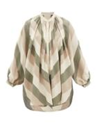 Ladies Beachwear Marrakshi Life - Chevron-striped Cotton-canvas Tunic - Womens - Khaki