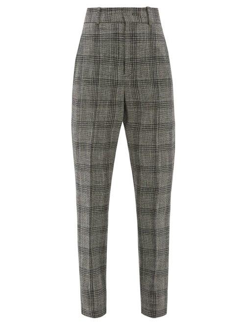 Matchesfashion.com Isabel Marant - Sonnel Checked Cotton Blend Trousers - Womens - Dark Grey