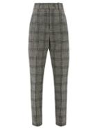 Matchesfashion.com Isabel Marant - Sonnel Checked Cotton Blend Trousers - Womens - Dark Grey
