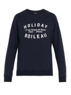 Matchesfashion.com Holiday Boileau - Logo Print Cotton Jersey Sweatshirt - Mens - Navy