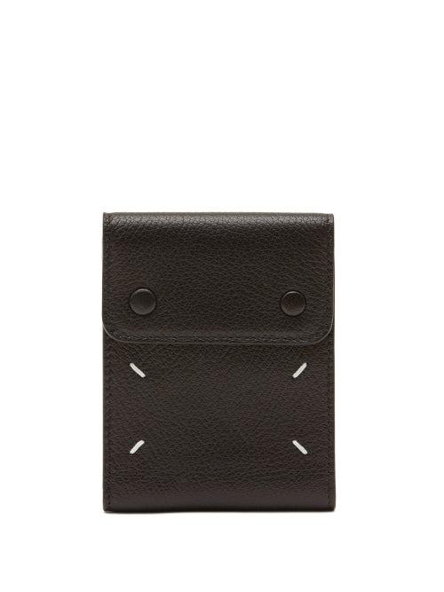 Maison Margiela - Four-stitch Press-stud Grained-leather Wallet - Mens - Black