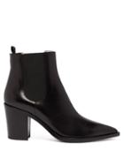 Matchesfashion.com Gianvito Rossi - Block Heel 75 Leather Ankle Boots - Womens - Black