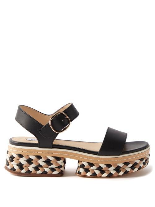 Gabriela Hearst - Mika Braided Leather Flatform Sandals - Womens - Black