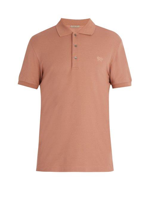 Matchesfashion.com Bottega Veneta - Logo Embroidered Cotton Piqu Polo Shirt - Mens - Nude