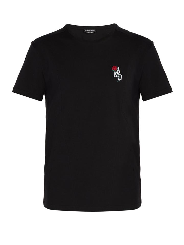 Alexander Mcqueen Embroidered Cotton-jersey T-shirt