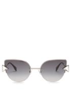 Matchesfashion.com Fendi - Embellished Cat Eye Metal Sunglasses - Womens - Black