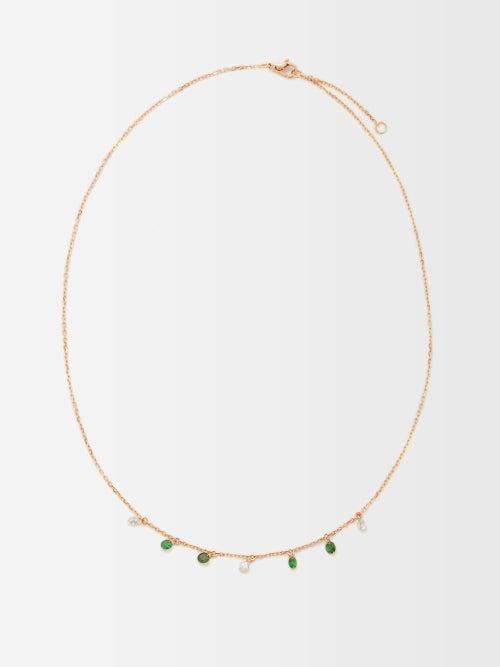 Raphaele Canot - Set Free Diamond, Tsavorite & 18kt Gold Necklace - Womens - Green Multi