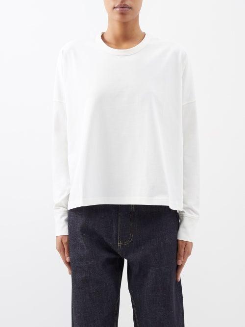 Studio Nicholson - Dropped-shoulder Cotton Long-sleeved T-shirt - Womens - White