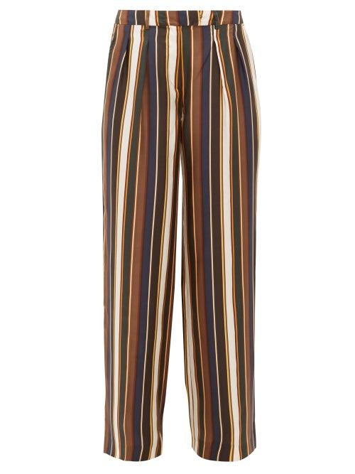 Matchesfashion.com La Prestic Ouiston - Marlene Striped Silk Satin Trousers - Womens - Brown Multi