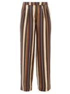 Matchesfashion.com La Prestic Ouiston - Marlene Striped Silk Satin Trousers - Womens - Brown Multi