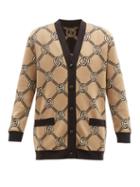 Gucci - Gg-jacquard Reversible Wool-blend Cardigan - Womens - Beige