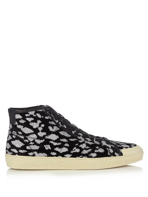 Saint Laurent Court Classic High-top Velvet Trainers