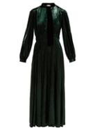 Matchesfashion.com Raquel Diniz - Armonia Tie Neck Velvet Gown - Womens - Dark Green