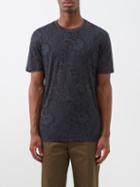 Etro - Paisley-print Piqu T-shirt - Mens - Dark Blue