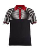 Prada Striped Cashmere And Wool-blend Polo Shirt