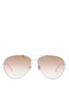 Matchesfashion.com Linda Farrow - Titanium Aviator Sunglasses - Womens - Dark Brown