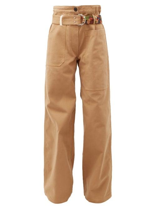 Matchesfashion.com La Fetiche - David Wide Leg Cotton Twill Trousers - Womens - Beige