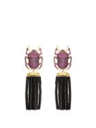 Matchesfashion.com Begum Khan - Pharaoh Napoleon Gold Plated Clip Earrings - Womens - Black Multi