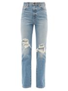 Matchesfashion.com Khaite - Danielle Distressed Straight-leg Jeans - Womens - Mid Blue