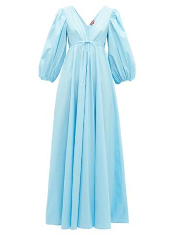 Matchesfashion.com Staud - Amaretti Cotton Poplin Maxi Dress - Womens - Blue