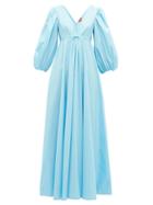 Matchesfashion.com Staud - Amaretti Cotton Poplin Maxi Dress - Womens - Blue