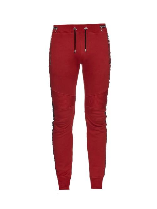 Balmain Biker Fleece-lined Cotton Track Pants