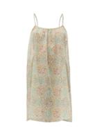 Matchesfashion.com Loup Charmant - Floral Print Organic Cotton Mini Dress - Womens - Green