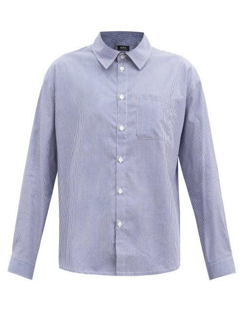 Matchesfashion.com A.p.c. - Boyfriend Striped Cotton Shirt - Womens - Light Blue
