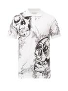 Matchesfashion.com Alexander Mcqueen - Skull-print Cotton-piqu Polo Shirt - Mens - White